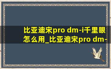 比亚迪宋pro dm-i千里眼怎么用_比亚迪宋pro dm-i千里眼